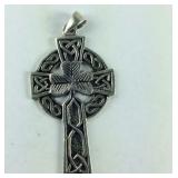 Celtic Clover Cross Pendant, Sterling Silver, 8