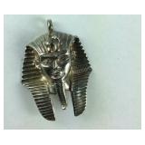 Egyptian Pharaoh Head Pendant, Sterling Silver,