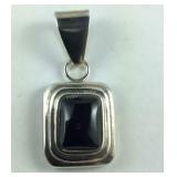 Black Onyx Pendant w/ Large Bale, Sterling