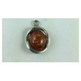 Amber Pendant, Sterling Silver, 2.5 grams