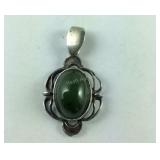 Vintage Jade Pendant, Sterling Silver, 3.5 grams