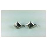 Fish Hook Silver Design Earrings Signed Q.T.,