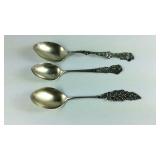 3 Silver Spoons 1 Good Luck Spoon, Sterling