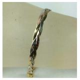 Size 7.5", Tri-Tone Braided Bracelet Made in