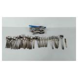 Box of flatware, brands includes W.M. Rogers,