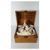 Wooden chest of sea shells, 8 1/2" H x 10" L x 8"