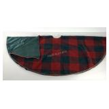 Plaid Christmas tree skirt, lined with red and