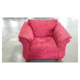 Red arm chair, microfiber finish, needs cleaned,