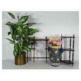 Home decor: 2 knickknack shelves, vase with