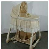 Baby bassinet,  neutral colors, cloth storage