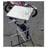 Plantstand with mosaic glass tile top, 12x24"