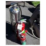 Three Fire Extinguishers, non charged reading on