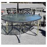 3pc Outdoor Table lot, 54" round glass top Table,