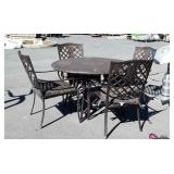 5pc Outdoor Table Set, 4 aluminum framed Chairs