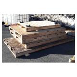 5 Wood Pallets, three are 44x68, one is 32x54,