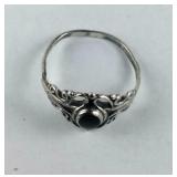 Size 6.75, Antique Black Onyx Ring w/ Broken