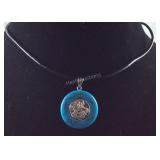 Sterling silver pendant rope necklace 18in