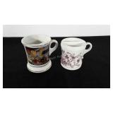 Fireman mustache mug and floral shaving cup