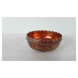 Glassware, carnival glass bowl with crane design,