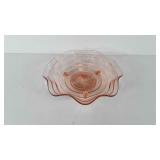 Glassware, pink depression tri-footed ribbed