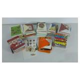 Large group of greeting cards and envelopes for