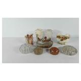 Home decor, includes flower frogs, bird trinket