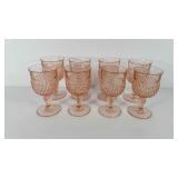 Depression Glassware, eight pink diamond point