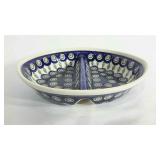 Polish pottery, divided serving dish .
