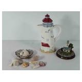 Home decor, includes lighthouse teapot (11" H),
