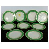 Nine Minton 10.5" china plates, made in England.