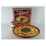 7 piece pizza plate set, appears to be new in