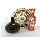 Glass and pottery, Ardalt painted lily vase,