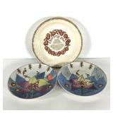 3pc:Royal China cherry pie plate with recipe 11"