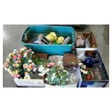Skid lot: faux flowers,toaster, vases,
