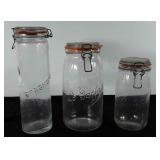 Glass canisters, 9"-13"