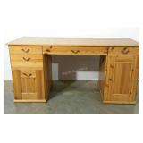 Double pedestal, pine computer desk. 60"×26"×29".