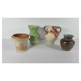Four ceramic vases/planters, two are artist