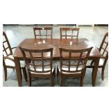 Dining table, two captains chairs and four side
