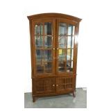 Curio cabinet, glass shelving, mirrored back, 78"