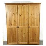 Pine wardrobe, 73" tall, interesting hardware,
