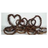 Approximately 15 heart shaped twig wreathes in