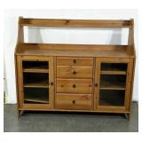 Pine server. Glass doors and four drawer with