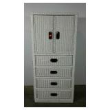 Wicker storage unit. Double doors over four