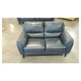 Abbyson leather loveseat, navy blue. 57" wide.