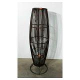 Decor piece. Wood vase with iron tealight holder