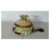 Hanging slag glass lamp. 20" diameter.