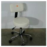 White vinyl office chair, adjustable,  cracked as