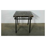 Laminate faux marble and metal table, 22 x22 x24,