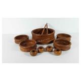 Teak wood set, includes salad bowl, serving
