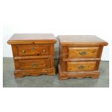 Pair of pine nightstands with hidden storage.